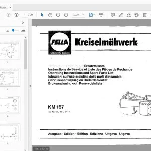 Fella KM 167 Rotary Mower Operation & Parts Manual 1991 - PDF