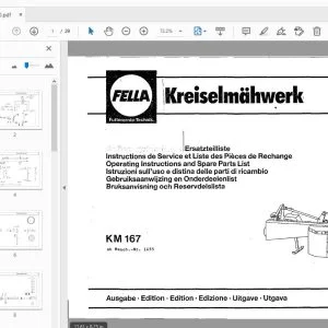 Fella KM 167 Rotary Mowers Operation & Parts Manual - PDF