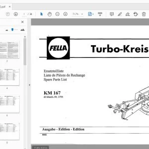 Fella KM 167 Turbo-Rotary mower Parts Manual 2002 - PDF