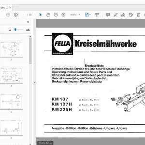 Fella KM 187, KM 187 H, KM 225 H Operation & Maintenance Manual - PDF