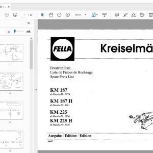 Fella KM 187, KM 187 H, KM 225, KM 225 H Rotary Mower Part Manual 1997 - PDF