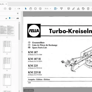 Fella KM 187, KM 187 H, KM 225, KM 225 H Turbo-Rotary Mower Part Manual - PDF