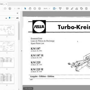 Fella KM 187, KM 187 H, KM 225, KM 225 H Turbo-Rotary Mower Part Manual 1997 - PDF
