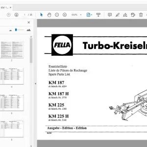 Fella KM 187, KM 187 H, KM 225, KM 225 H Turbo-Rotary Mower Part Manual - PDF