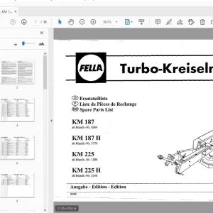 Fella KM 187, KM 187 H, KM 225, KM 225 H Turbo-Rotary Mower Part Manual - PDF
