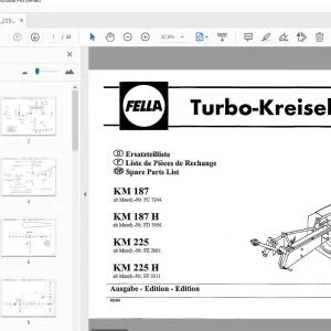 Fella KM 187, KM 187 H, KM 225, KM 225 H Turbo Rotary Mowers Parts Manual 2004 - PDF