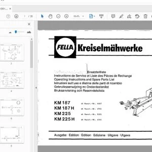 Fella KM 187, KM 187 H, KM 225, KM 225H Rotary Mower Operation & Parts Manual 1991 - PDF