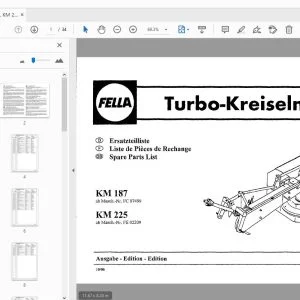 Fella KM 187 / KM 225 Mower Parts List Manual PDF