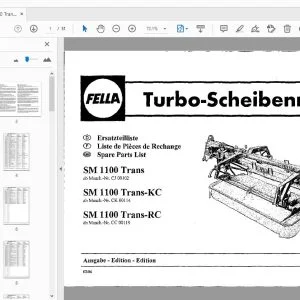 Fella SM 1100 Trans, SM1100 Turbo-KC, SM1100 Trans-RC Rotary Mower Parts Manual - PDF