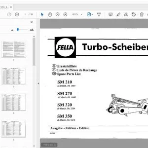 Fella SM 210, SM 270, SM 320, SM 350 Turbo-Disc Mowers Parts Manual - PDF