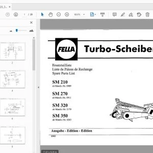 Fella SM 210, SM 270, SM 320, SM 350 Turbo-Disc Mowers Parts Manual - PDF