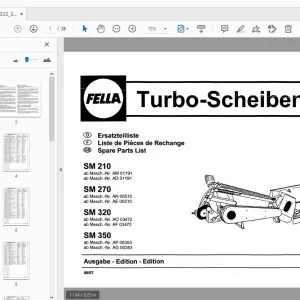 Fella SM 210, SM 270, SM 320, SM 350 Turbo-Rotary Mower Parts Manual - PDF