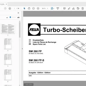Fella SM 260 FP, SM 260 FP-S Turbo-Disc Mowers Parts Manual - PDF