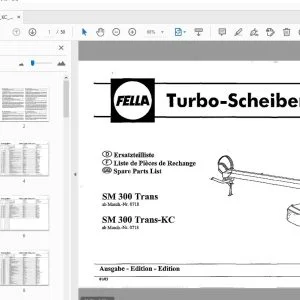 Fella SM 300 Trans SM 300 Trans-KC Turbo-Disc Mowers Parts Manual - PDF