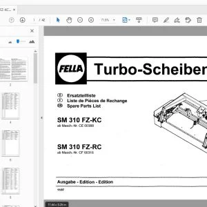 Fella SM 310 FZ-KC, SM 310 FZ-RC TURBO-DISC MOWER PARTS MANUAL 2007 - PDF