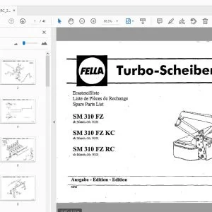Fella SM 310 FZ, SM 310 FZ KC, SM 310 FZ RC Turbo-Disc Mowers Parts Manual - PDF