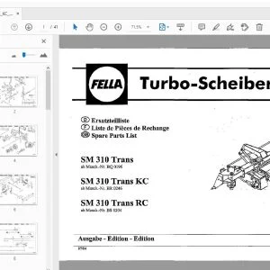 Fella SM 310 Trans, SM 310 Trans-KC, SM 310 Trans-RC Turbo-Disc Mowers Parts Manual - PDF
