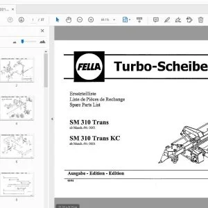 Fella SM 310 Trans, SM 310 Trans KC Turbo-Disc Mowers Parts Manual - PDF