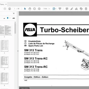 Fella  SM 313 Trans, SM 313 Trans-KC, SM 313 Trans-RC Turbo disc mower Parts Manual - PDF