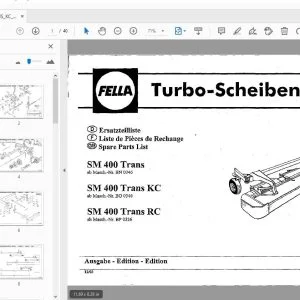 Fella SM 400 Trans, SM 400 Trans KC, SM 400 Trans RC Turbo-Disc Mowers Parts Manual - PDF