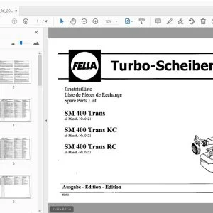 Fella SM 400 Trans, SM 400 Trans KC, SM 400 Trans RC Turbo-Disc Mowers Parts Manual - PDF