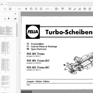 Fella SM 401 Trans, SM 401 Trans-KC, SM 401 Trans RC Turbo-Disc Mowers Parts Manual - PDF