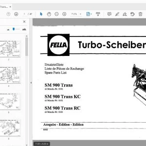 Fella SM 900 Trans, SM 900 Trans KC, SM 900 Trans RC Turbo-Disc Mower Parts Manual - PDF