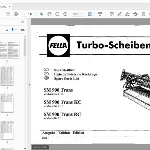 Fella SM 900 Trans, SM 900 Trans KC, SM 900 Trans RC Turbo-Rotary Mowers Parts Manual - PDF
