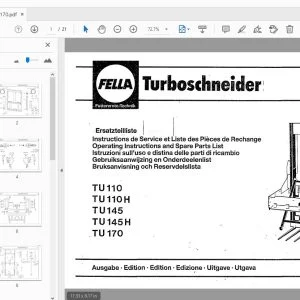Fella TU 110, TU 110 H, TU 145, TU 145 H, TU 170 T, Turboschneider Operation & Parts Manual - PDF