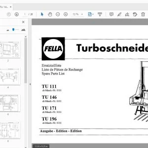 Fella TU 111, TU 146, TU 171, TU 196 Turbo Rotary Mower Parts Manual - PDF