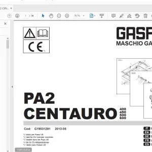 Gaspardo PA2 CENTAURO 400 450 500 600 Parts Manual G19531291 - PDF