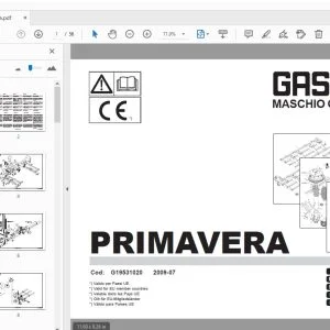 Gaspardo Primavera Parts Manual G19531020 - PDF
