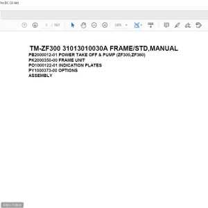 Tadano Cargo Crane TM-ZF300 31013010030A FRAME/STD,MANUAL Parts Manual
