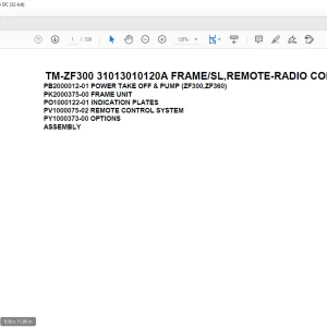 Tadano Cargo Crane TM-ZF300 31013010120A FRAME/SL,REMOTE-RADIO CONT. Parts Manual