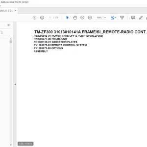 Tadano Cargo Crane TM-ZF300 31013010141A FRAME/SL,REMOTE-RADIO CONT. Parts Manual