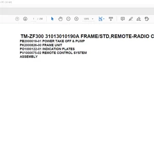 Tadano Cargo Crane TM-ZF300 31013010190A FRAME/STD,REMOTE-RADIO CONT. Parts Manual