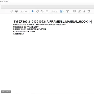 Tadano Cargo Crane TM-ZF300 31013010221A FRAME/SL,MANUAL,HOOK-IN Parts Manual