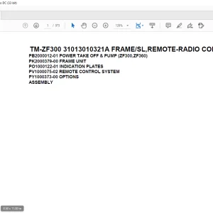 Tadano Cargo Crane TM-ZF300 31013010321A FRAME/SL,REMOTE-RADIO CONT.,HOOK-IN Parts Manual
