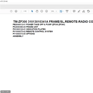 Tadano Cargo Crane TM-ZF300 31013010341A FRAME/SL,REMOTE-RADIO CONT.,HOOK-IN Parts Manual