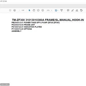 Tadano Cargo Crane TM-ZF300 31013010380A FRAME/SL,MANUAL,HOOK-IN Parts Manual - PDF DOWNLOAD