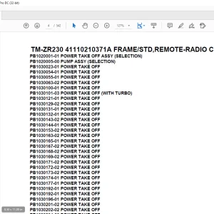 Tadano Cargo Crane TM-ZR230 41110210371A FRAMESTD,REMOTE-RADIO CONT.,HOOK-IN Parts Manual