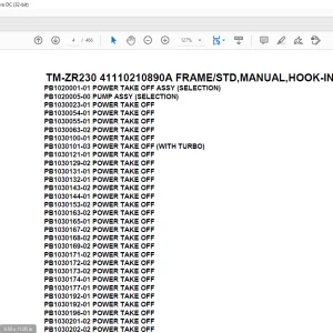 Tadano Crane TM-ZR230 41110210890A FRAMESTD,MANUAL,HOOK-IN Parts Manual  -PDF