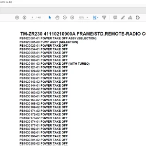 Tadano Cargo Crane TM-ZR230 41110210900A FRAME/STD,REMOTE-RADIO CONT.,HOOK-IN Parts Manual