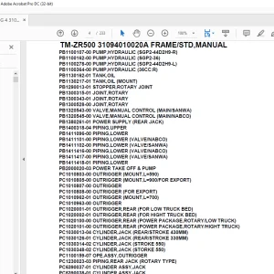 Tadano Cargo Crane TM-ZR500 31094010020A FRAME/STD,MANUAL Parts Manual - PDF DOWNLOAD