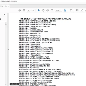Tadano Cargo Crane TM-ZR500 31094010020A FRAMESTD,MANUAL Parts Manual  - PDF DOWNLOAD