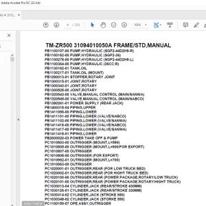 Tadano Cargo Crane TM-ZR500 31094010050A FRAMESTD,MANUAL Parts Manual - PDF DOWNLOAD