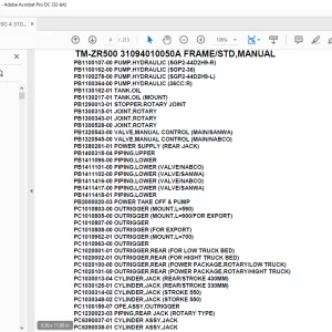 Tadano Cargo Crane TM-ZR500 31094010050A FRAMESTD,MANUAL Parts Manual -PDF DOWNLOAD