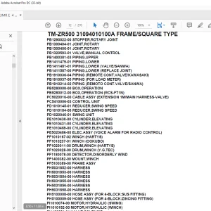 Tadano Cargo Crane TM-ZR500 31094010100A FRAMESQUARE TYPE Parts Manual  - PDF DOWNLOAD