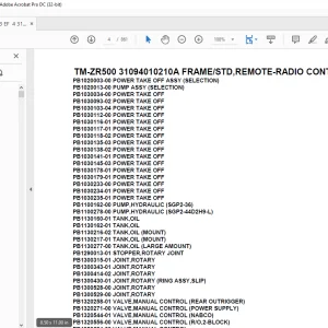 Tadano Cargo Crane TM-ZR500 31094010210A FRAME/STD,REMOTE-RADIO CONT. Parts Manual -  PDF
