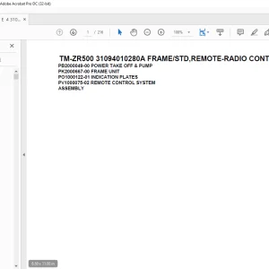 Tadano Cargo Crane TM-ZR500 31094010280A FRAME/STD,REMOTE-RADIO CONT.Parts Manual  - PDF